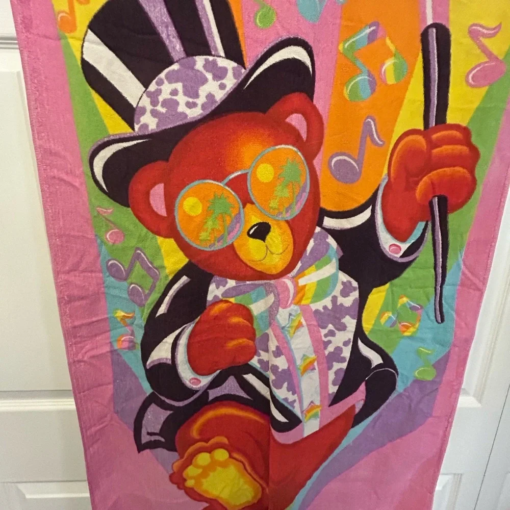 Vintage Used Condition Lisa Frank Hollywood Bear Beach Towel - Picture 9 of 12